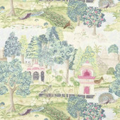 321684 Peacock Garden Jaipur Prints Moss/Pink Fabric by Zoffany 321684 Peacock Garden Jaipur Prints Moss/Pink Fabric by Zoffany