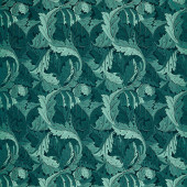 F1740/06 Acanthus Jacquard William Morris Weaves Teal Fabric by Clarke & Clarke