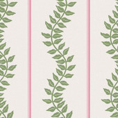 130292 Laurel Leaf Stripe Concerto Pink and Green Wallpaper By Graham & Brown