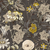 F1304/01 Passiflora Exotica Charcoal Fabric by Clarke and Clarke F1304/01 Passiflora Exotica Charcoal Fabric by Clarke and Clarke
