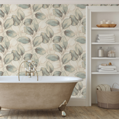 659863 Opulenza Leaf Blue Wallpaper by Rasch