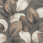 659887 Opulenza Leaf Charcoal & Rust by Rasch 659887 Opulenza Leaf Charcoal & Rust by Rasch