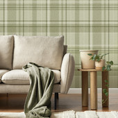 M1865 Harris Check Green Wallpaper by Crown