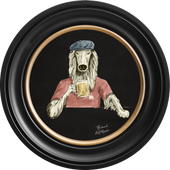 Happy Hour Bruce on Charcoal Black Framed Art Prints by Brand McKenzie