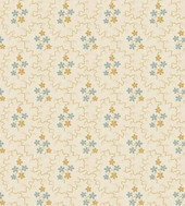 BW45152/4 Posy Ochre / Blue Wallpaper by GP & J Baker