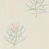 216329 Protea Flower Curios Russet/Green Wallpaper by Sanderson