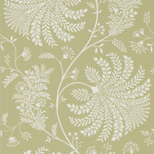 216340 Mapperton Curios Green/Cream Wallpaper by Sanderson