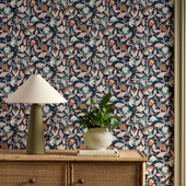 113282 Dancing Daisies Oakham Midnight Wallpaper by Scion