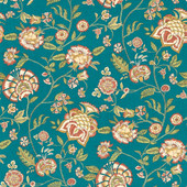 W0232/04 Barmeri Indira Spice Teal Wallpaper by Clarke & Clarke