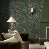 142311 Treetop Troop Emerald Wallpaper by Graham & Brown