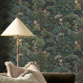 142311 Treetop Troop Emerald Wallpaper by Graham & Brown