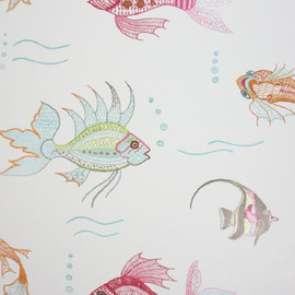 Nina Campbell Perroquet Aquarium White - NCW3833/03 Wallpaper Nina Campbell Perroquet Aquarium White - NCW3833/03 Wallpaper