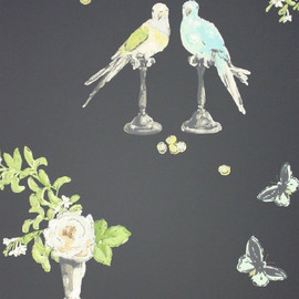 Nina Campbell Perroquet Black - NCW3830/04 Wallpaper Nina Campbell Perroquet Black - NCW3830/04 Wallpaper
