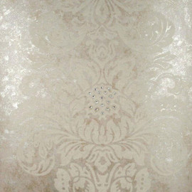 Kandola Jewel Damask Crystalised wallpaper, Antique Ivory - W1505/06/001 Pattern