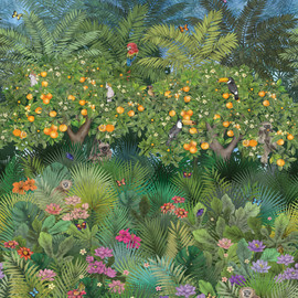 W7493-01 Orange Grove Daydreams Wallpaper By Matthew Williamson