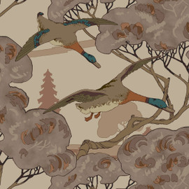 FG102/H113 Grand Flying Duck Icons Wallpaper by Mulberry Home