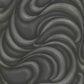 10220-15 Waves Charcoal Metallic Fashion for Walls 2 Wallpaper By Erismann