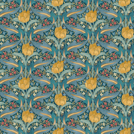 BW45104/2 Tulip & Jasmine Original Brantwood Teal Wallpaper By GP & J Baker