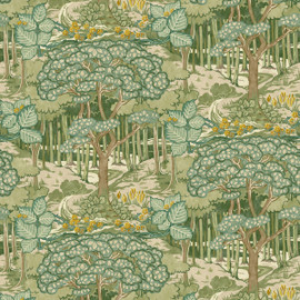 BW45106/1 Ruskin Original Brantwood Green Wallpaper By GP & J Baker