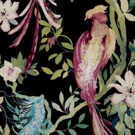 2109-157-05 Pavilion Bird Sonnet Jet Black Wallpaper By 1838 Wallcoverings