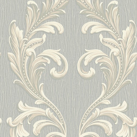 41325 Tiffany Scroll Silver Wallpaper by Belgravia