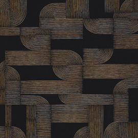 75701936 Hector Square Jasmin Noir and Dore Wallpaper by Casamance