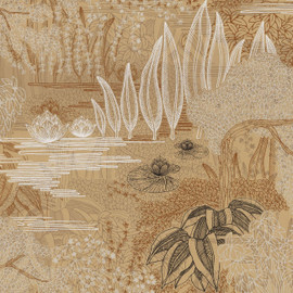 75680508 Jasmin Square Jasmin Dore Argile Wallpaper by Casamance