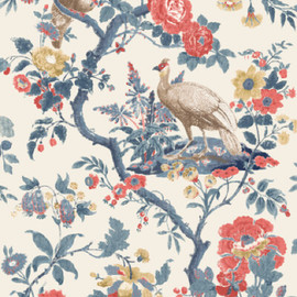 BW45096/5 Broughton Rose Ashmore Indigo/Red Wallpaper By GP & J Baker