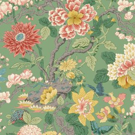 BW45121/1 Little Magnolia Baker Originals Emerald Wallpaper By GP & J Baker