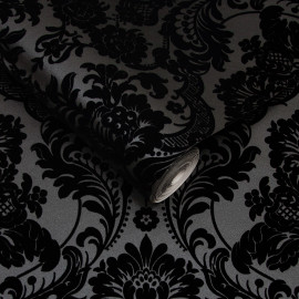 106585 Gothic Damask Flock Established Wallpaper by Graham and Brown