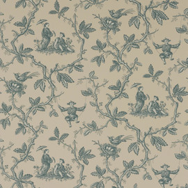 W7017-06 Toile Chinoise Ashdown Aqua Wallpaper By Colefax and Fowler