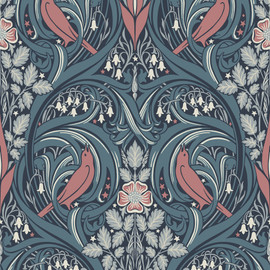 ET12222 Bird Scroll Arts and Crafts Wallpaper By Galerie