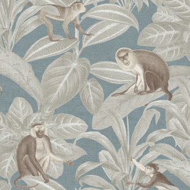DYW0009 Indian Monkey Discovery Teal Wallpaper By Sketch Twenty 3 DYW0009 Indian Monkey Discovery Teal Wallpaper By Sketch Twenty 3