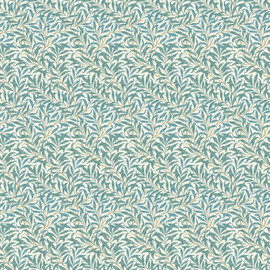 F1679/05 Willow Boughs William Morris Designs Teal Fabric by Clarke & Clarke