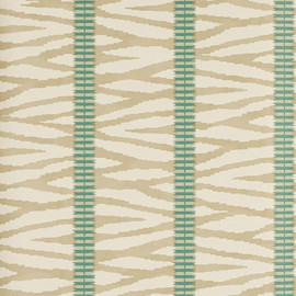 J188W-01 Wilder Innis Taupe and Aqua Wallpaper By Jane Churchill