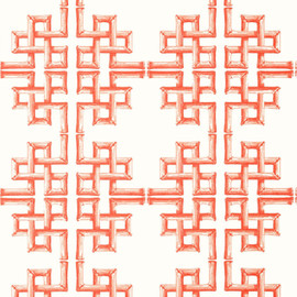 T13904 Boca Bamboo Palm Grove Coral Wallpaper by Thibaut