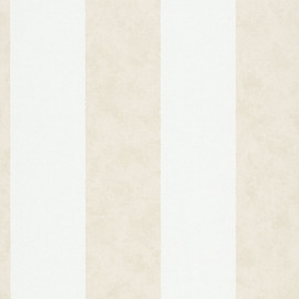 34413 Thick Stripe Flora White and Beige Wallpaper By Galerie