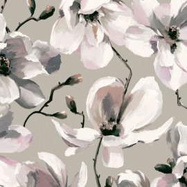 47466 Cherry Blossom Flora Grey, Beige and White Wallpaper By Galerie
