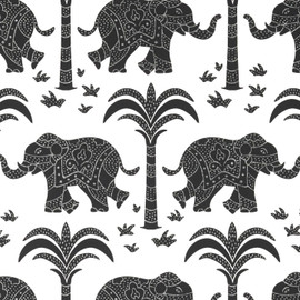 T16202 Elephant Kismet Black Wallpaper by Thibaut T16202 Elephant Kismet Black Wallpaper by Thibaut