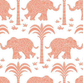 T16203 Elephant Kismet Coral Wallpaper by Thibaut T16203 Elephant Kismet Coral Wallpaper by Thibaut