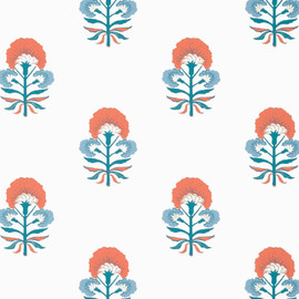 T16213 Tybee Bud Kismet French Blue and Coral Wallpaper by Thibaut T16213 Tybee Bud Kismet French Blue and Coral Wallpaper by Thibaut