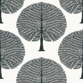 T10602 Mulberry Tree Ceylon Black and White Wallpaper by Thibaut