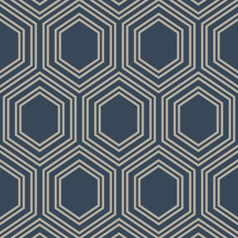 120198 Honeycomb Geo Navy Wallpaper by Next