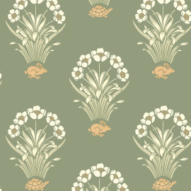6655 Tortoise & Hare Sage Wallpaper by Belgravia
