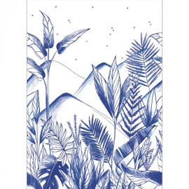 ONB102736260 Panoramique Tropical Night Only Blue Wallpanel by Caselio