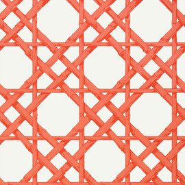 T13142 Cyrus Cane Summer House Coral Wallpaper by Thibaut