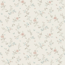 38754 Viktoria Borosan Hem Cream / Pink Wallpaper by Borastapeter