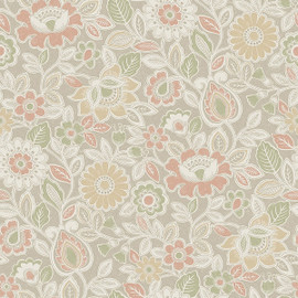 38761 Sonja Borosan Hem Green / Red Wallpaper by Borastapeter