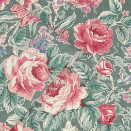 122754 Wild Roses Fern Green Wallpaper by Laura Ashley