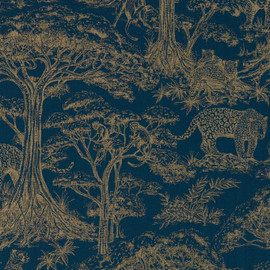W0185/02 Kisumu Breegan Jane Midnight/Luxe Wallpaper by Clarke & Clarke